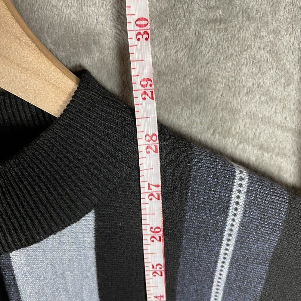 Johnny J 1/4 Zip Pullover Sweater Men's Large Navy Black Mock Neck Warm Knit - Picture 4 of 6